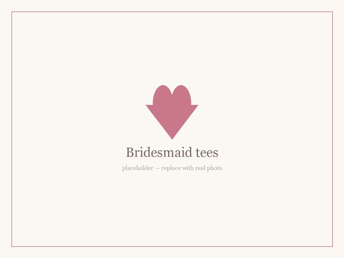Bridesmaid tees embroidered with each bridesmaid's name for a bachelorette weekend